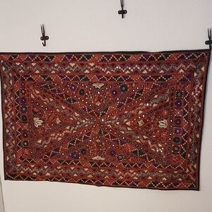 Bohemian Embroidered Wall Tapestry in Brown & Purple